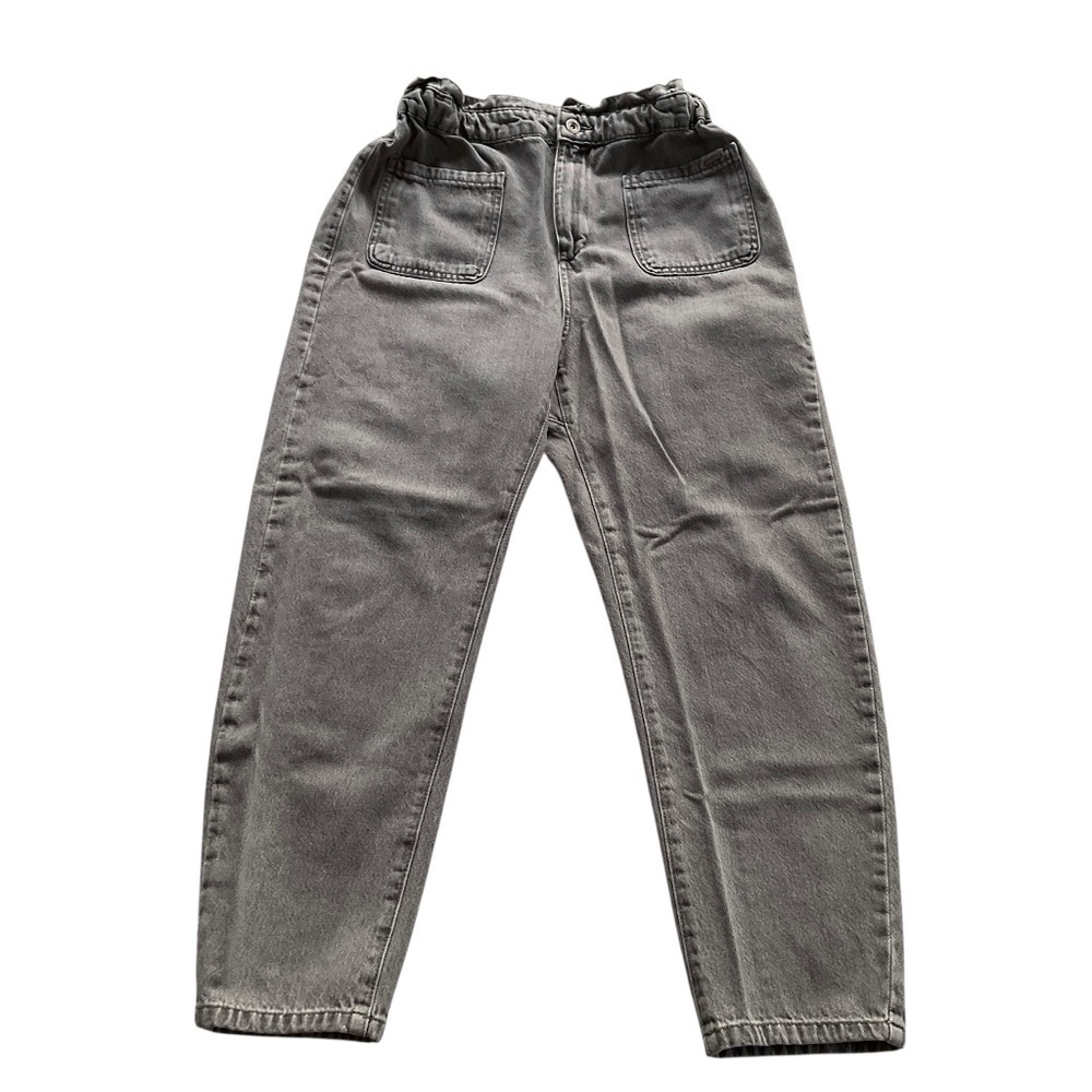 ZARA Womens Paperbag Mom Jeans Sz 6 Gray High Waist On Trend Y2K Grunge Comfort